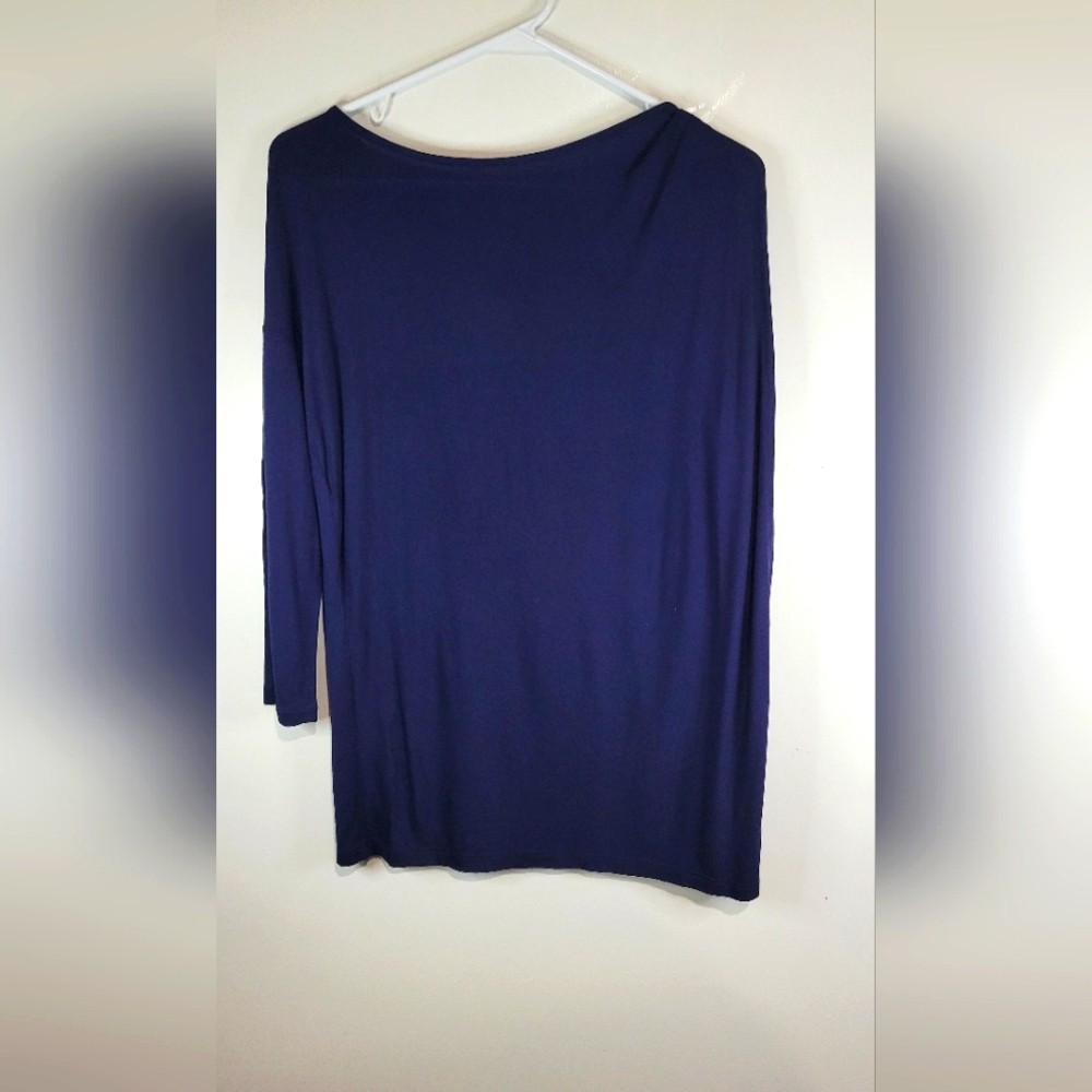 Gap Women's Long Sleeve T-Shirt Top Blue Ruched Shoulder Size Medium NWT.
